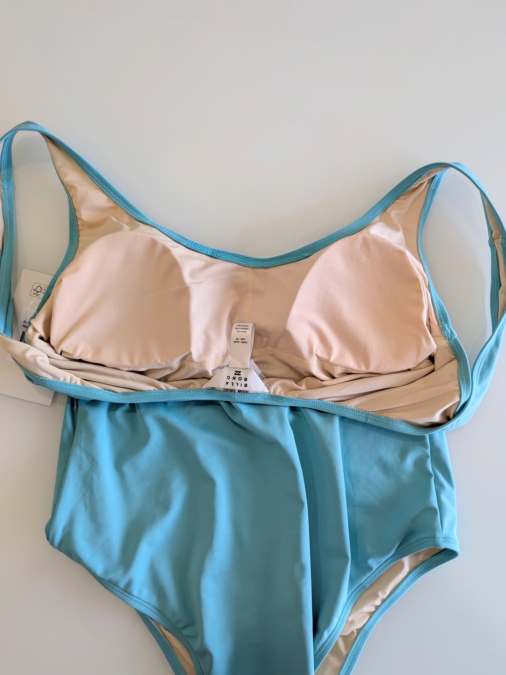 Billabong Blue Solid One Piece Swimsuit Wide Strap High Leg Lined Stretch XL - Picture 7 of 9